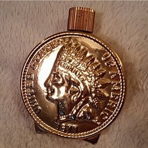 EMPTY gold copper penny bottle collectible